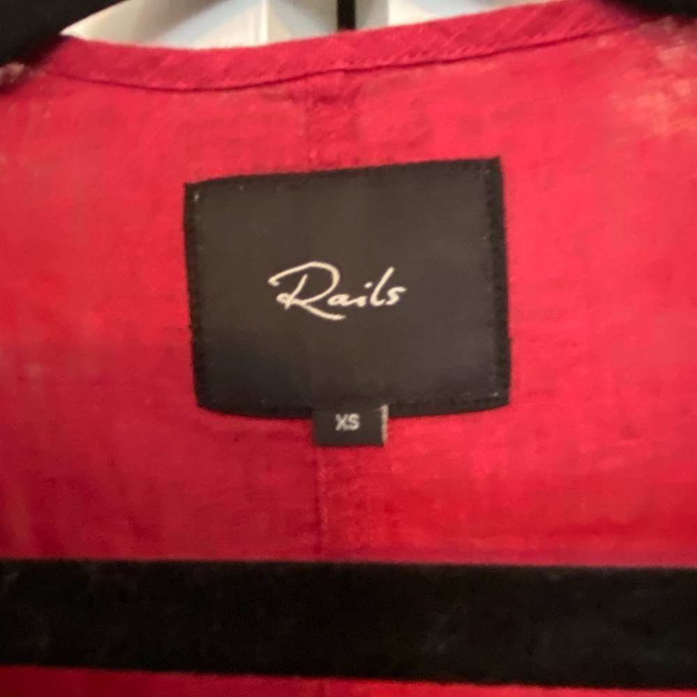 Rails, Crop Top, Wrap Shirt. Raspberry, Linen Xs … - image 3